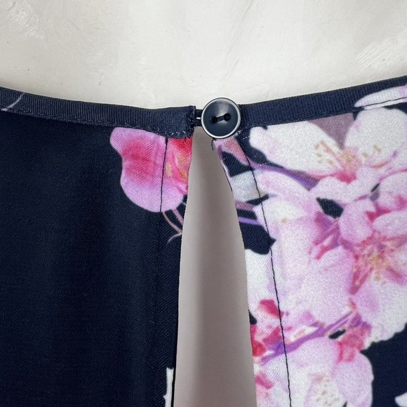 Portmans Women’s Floral Top Blouse Navy Blue & Pink Short Sleeve Spring Size 8 - Picture 5 of 12